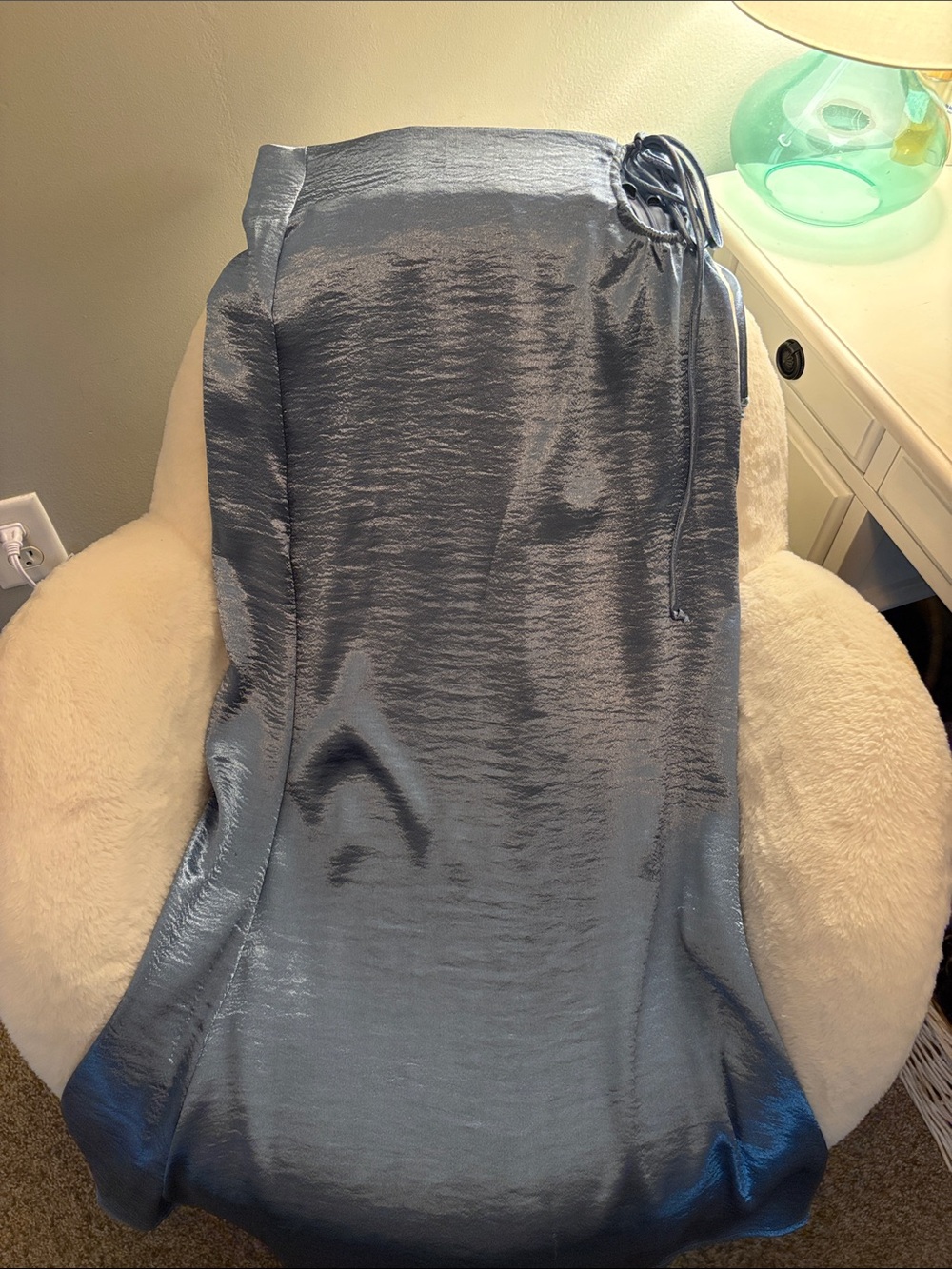By together blue silk long skirt